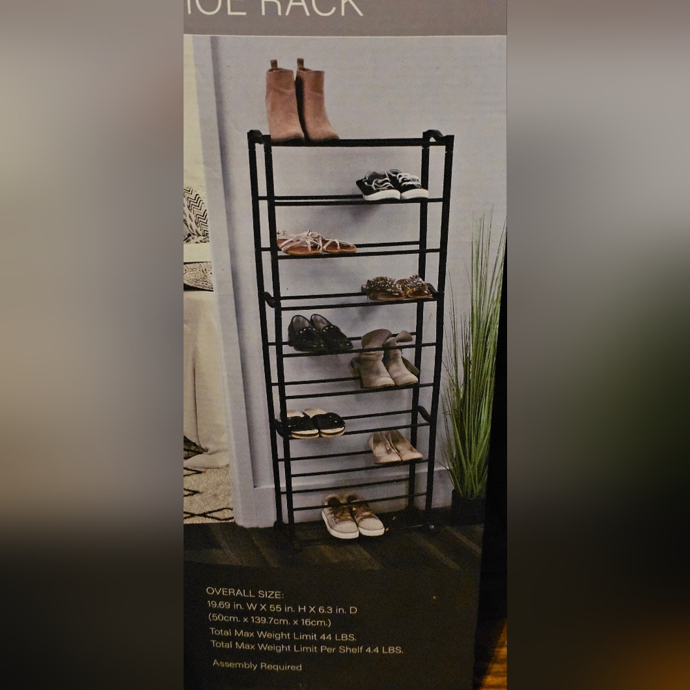 Black Shoe Rack with Multiple Shelves